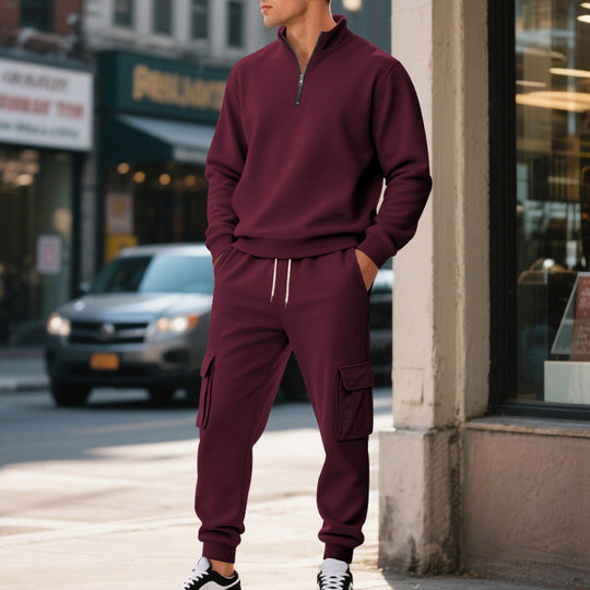 Herren nan kuschelige Cargostil-Jogginghose aus Fleece mit Kordelzug und Aufsatztaschen EB
