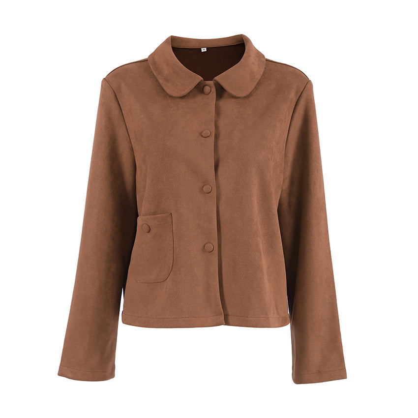 Damen Suede Jacke mit geschlossenen Knöpfen EB