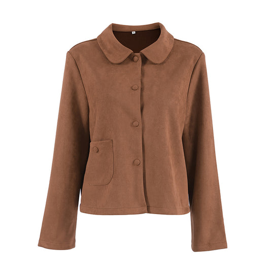 Damen Suede Jacke mit geschlossenen Knöpfen EB