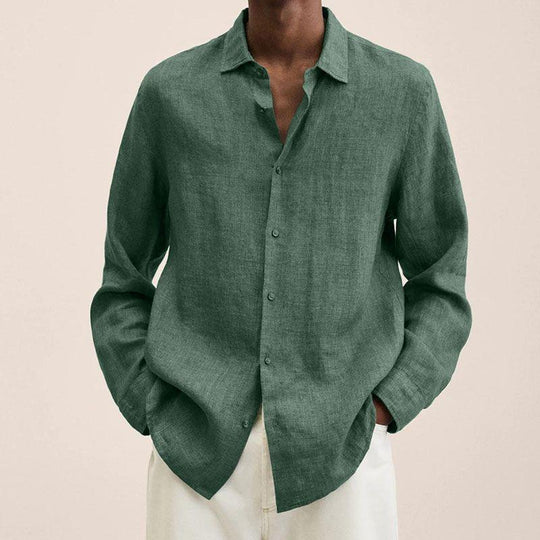 Herren nan leichtes Leinenhemd mit klassischem Kragen und lässigem Relaxed Fit EB