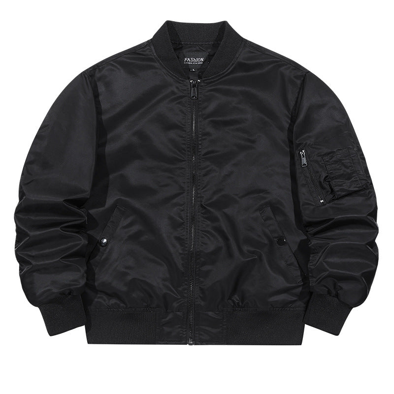 Men's  matte-shell insulated bomber jacket with reinforced sleeve zip pocket and snap-flap hand pockets EB