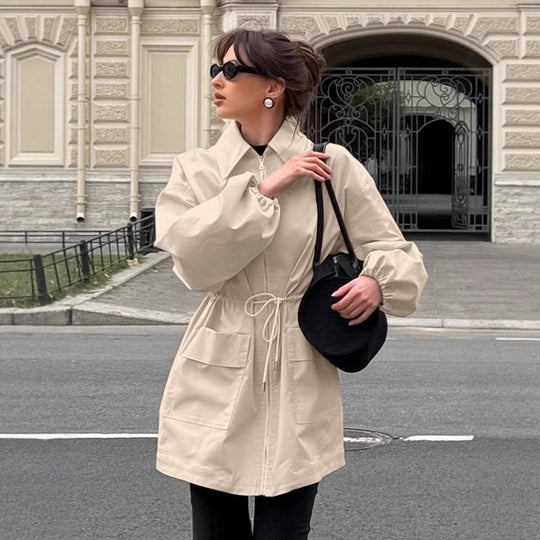 Damen Utility-Jacke im modernen Design mit Gürteldetails und großen Taschen EB