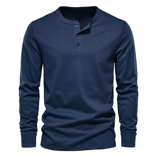 Herren lässiges Langarmshirt mit Knopfleiste und weichem Material EB