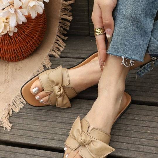 Damen Komfortable Mules mit elegantem Schleifendetail EB