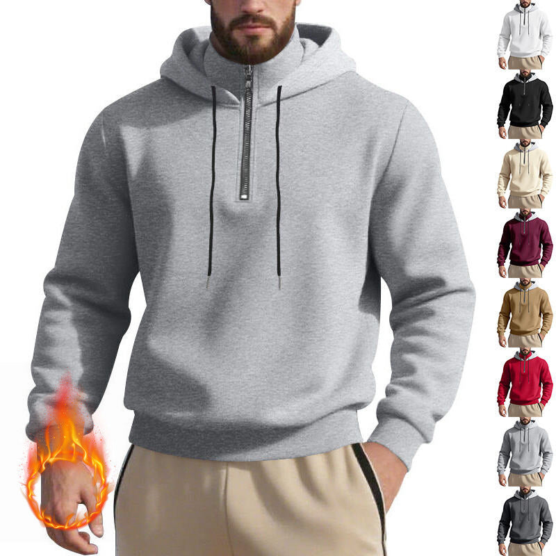 Herren sportlicher Kapuzenpullover mit halbem Reißverschluss und atmungsaktivem Stoff EB