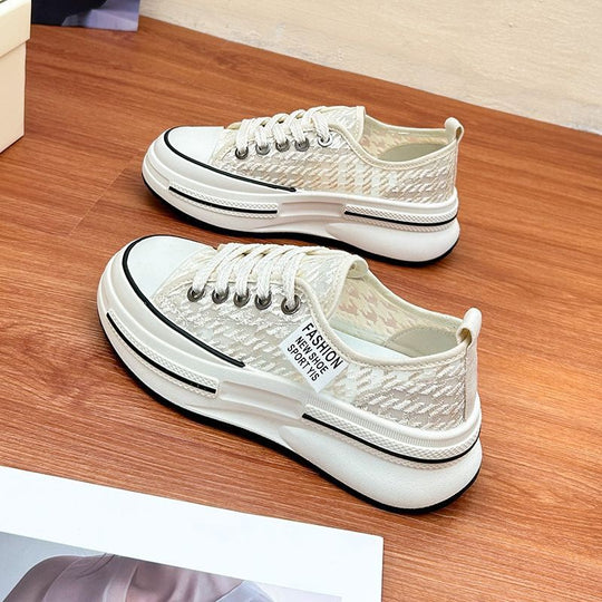 Damen Plattform Sneakers mit modischer Textil-Oberfläche und bequemer Dämpfung EB