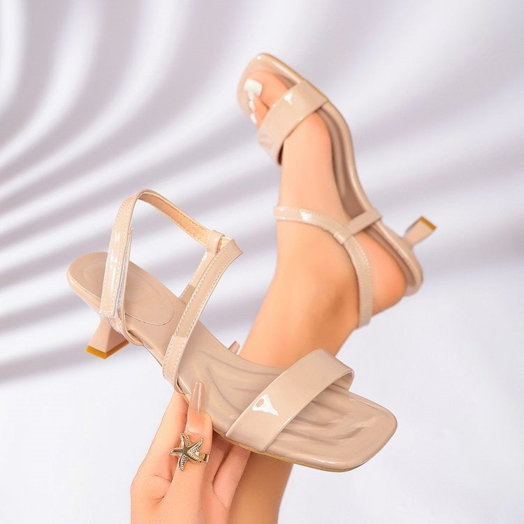 Damen elegante Slingback Sandalen mit modischem Blockabsatz EB