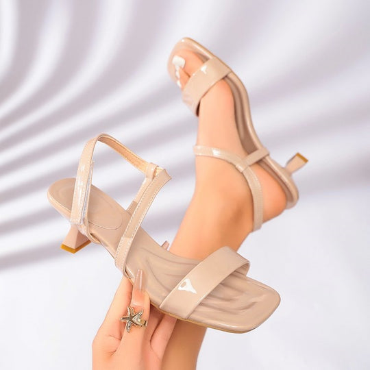 Damen elegante Slingback Sandalen mit modischem Blockabsatz EB