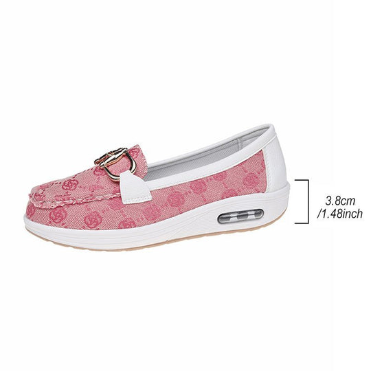 Damen Mokassin-Slipper mit luftgepolsterter Plateausohle und Zier-Bit EB