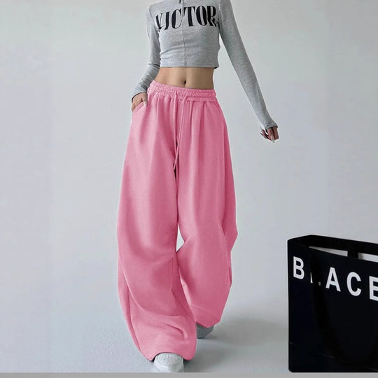 Damen nan extraweite High‑Waist-Loungehose mit elastischem Kordelbund, Kordelzug und praktischen Seitentaschen EB