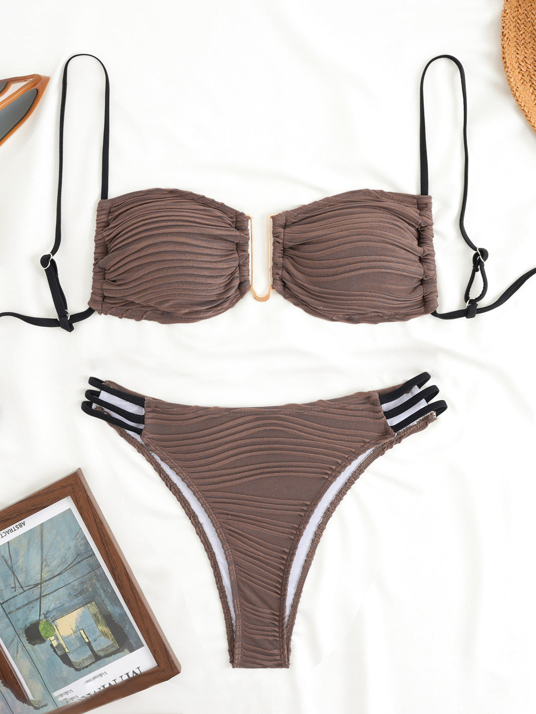 Damen Bandeau-Bikini mit modischem Rüschendesign EB