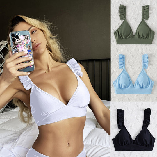 Damen Triangel-Bikinioberteil mit Rüschen EB