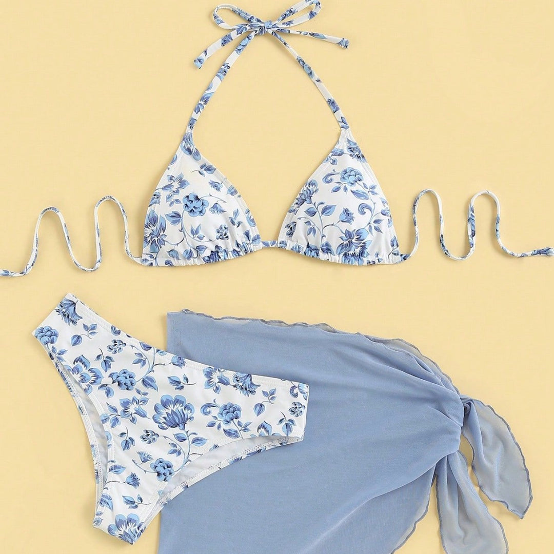 Damen Triangel-Bikini mit elegantem Wickelrock EB