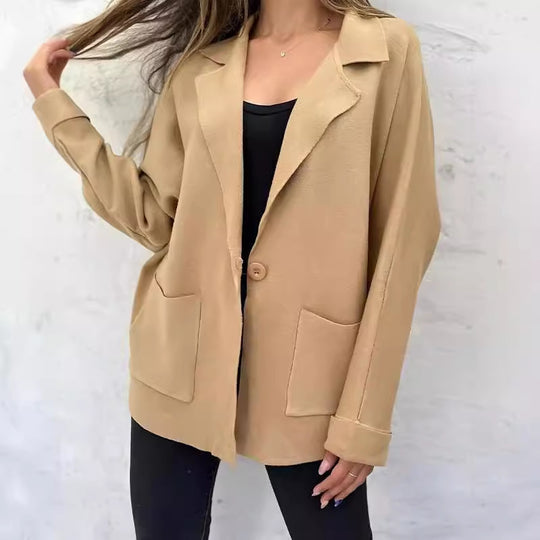 Damen Oversized Blazer mit Patch-Taschen und modischem Schnitt EB