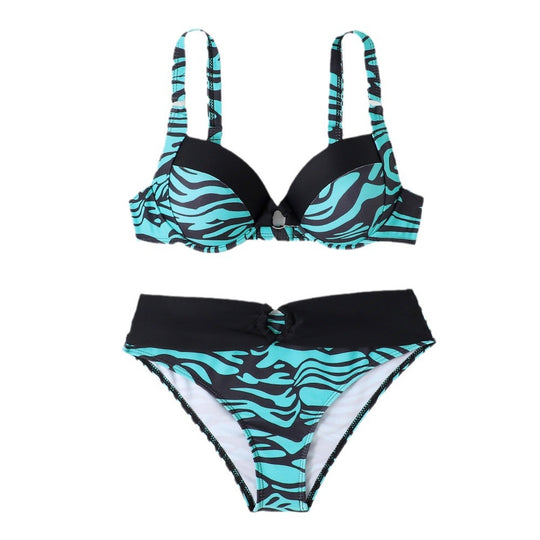 Damen Bikini mit modischem Tierprint und bequemer Passform EB