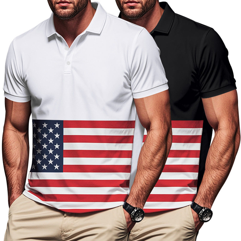 Herren Polo-Shirt mit Flaggenmotiv und klassischem Kragen EB