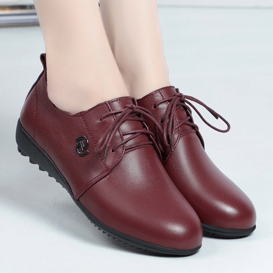Damen Bequeme Schnürschuhe aus hochwertigem Leder mit rutschfester Sohle EB