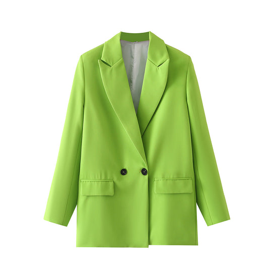Damen Oversize Doppelreihiger Blazer mit fallendem Revers und weicher Innenfütterung EB