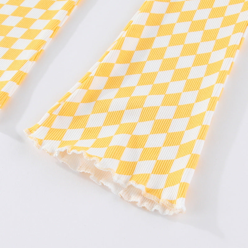 Mädchen Schlagleggings mit kariertem Design EB