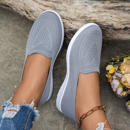 Damen Atmungsaktive Slip-On Freizeitschuhe mit komfortablem Absatz EB