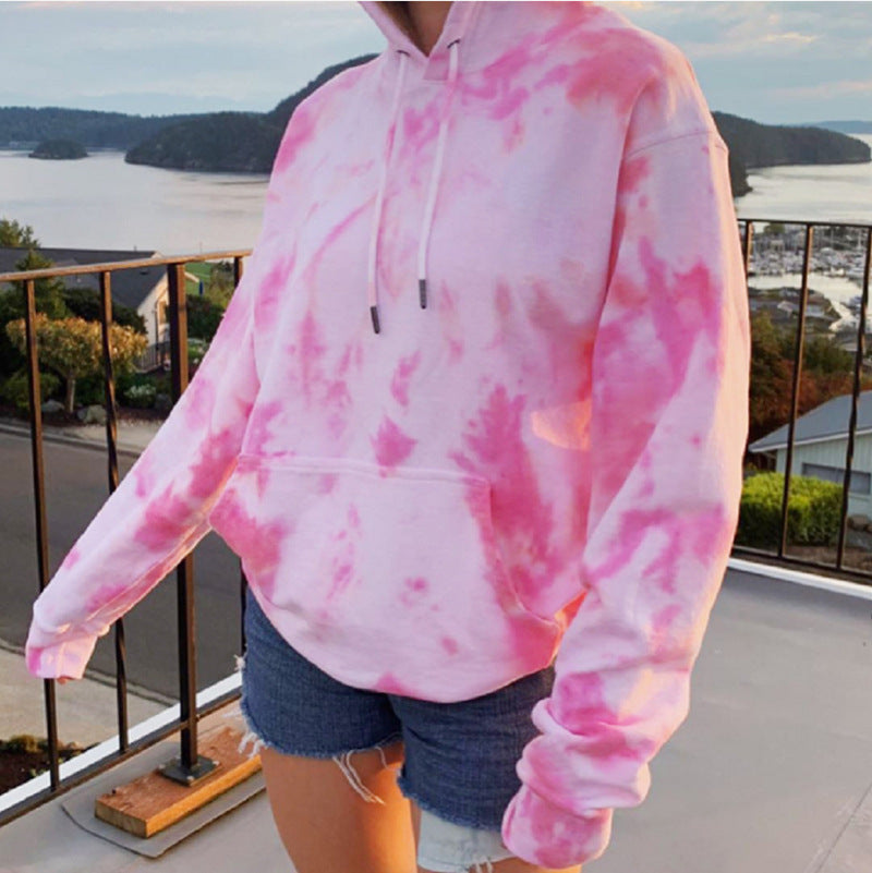 Damen Kapuzenpullover aus kuscheligem Material mit Batikdesign EB