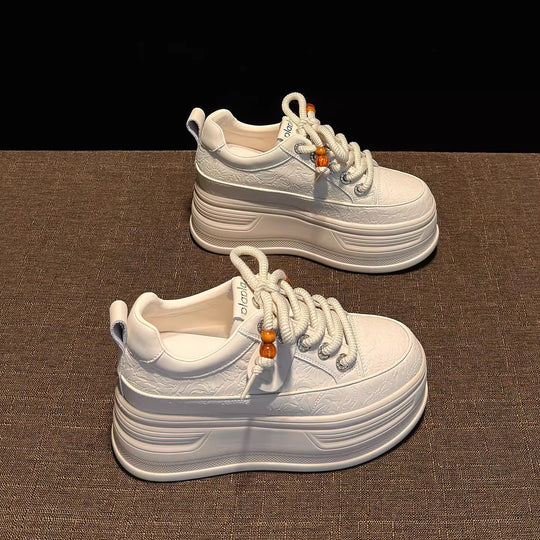 Damen modische Plateau Sneakers mit dekorativen Schnürsenkeln und strukturiertem Obermaterial EB
