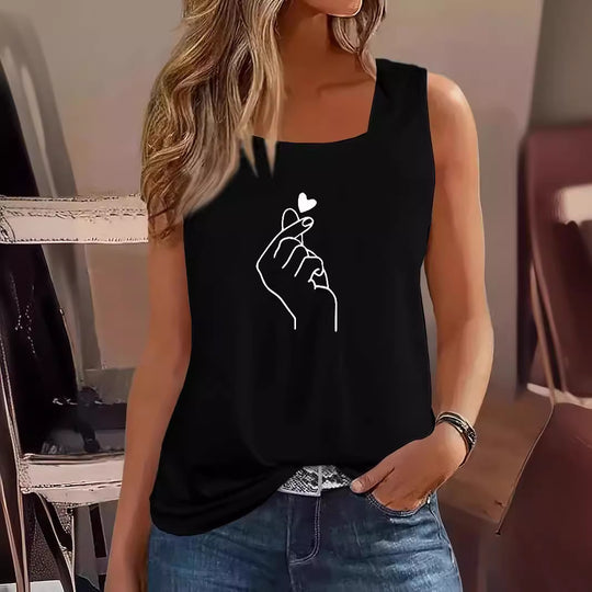 Damen ärmelloses T-Shirt mit kreativem Handdesign EB
