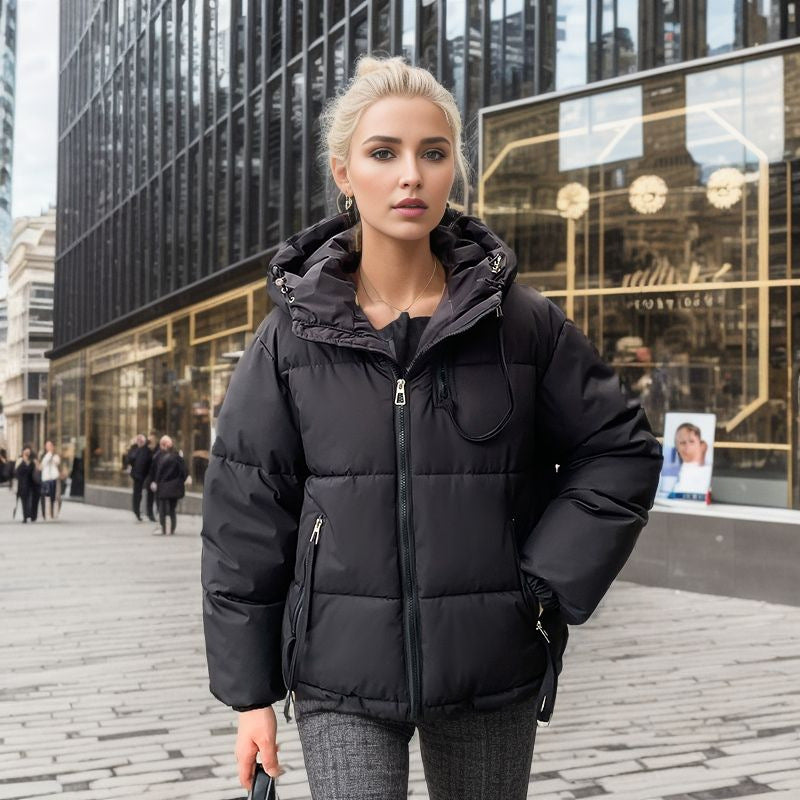 Damen modische Pufferjacke mit verstellbarer Kapuze und dicken Isolierungen EB