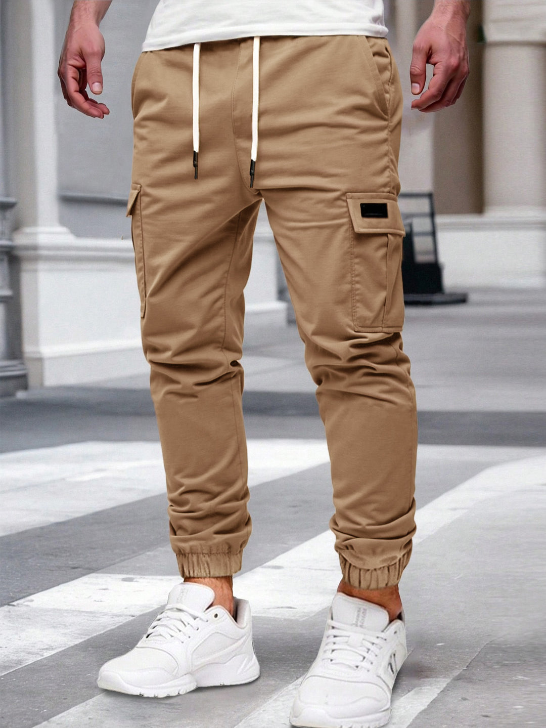 Herren Cargo-Hose mit elastischem Bund und multifunktionalen Taschen EB