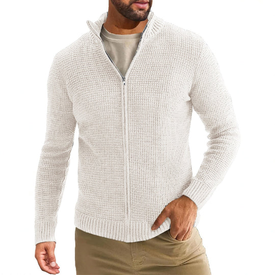 Herren Strickjacke mit hohem Kragen und praktischem Reißverschluss EB