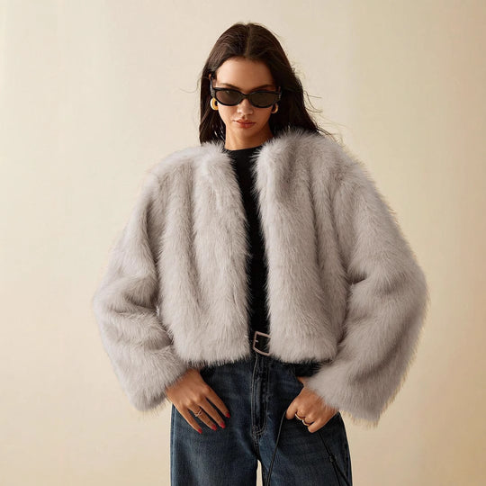 Damen kurzärmlige Pelzjacke EB