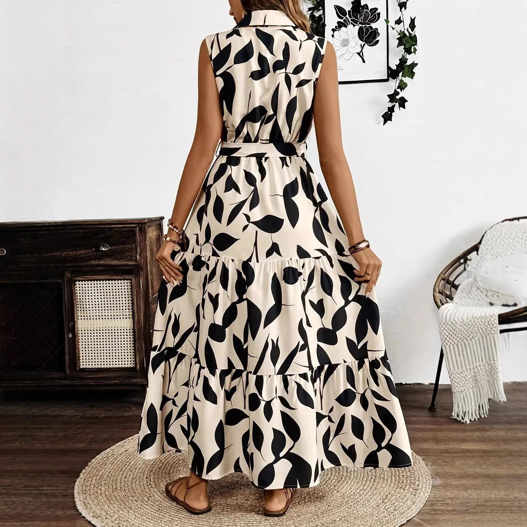 Damen Hemdkleid mit Bindeband und voluminösem Rock EB