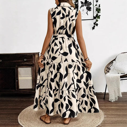 Damen Hemdkleid mit Bindeband und voluminösem Rock EB