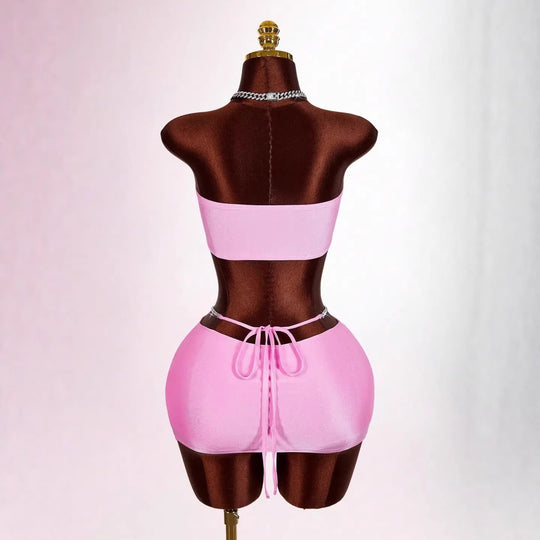 Damen Bandeau Top mit funkelndem Schriftzug EB