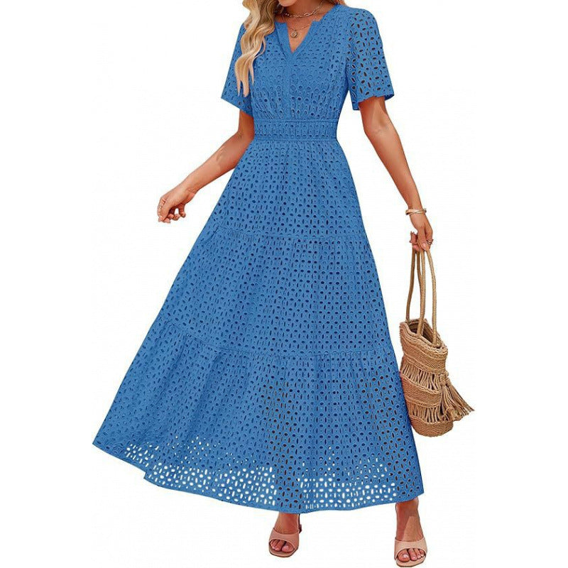 Damen Maxikleid mit gehäkeltem Muster EB