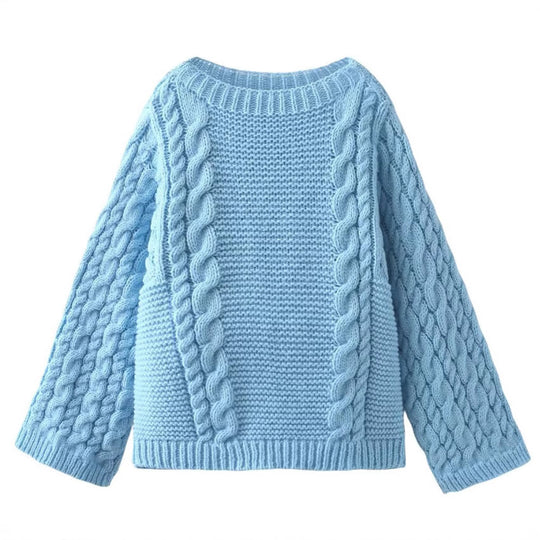 Damen Strickpullover mit lockerer Schnittführung und geflochtenem Design EB