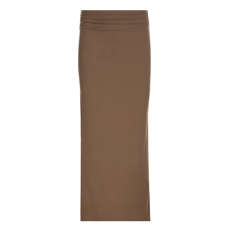 Damen Langarm Maxikleid mit elegantem Reißverschluss-Ausschnitt und figurbetontem Schnitt EB