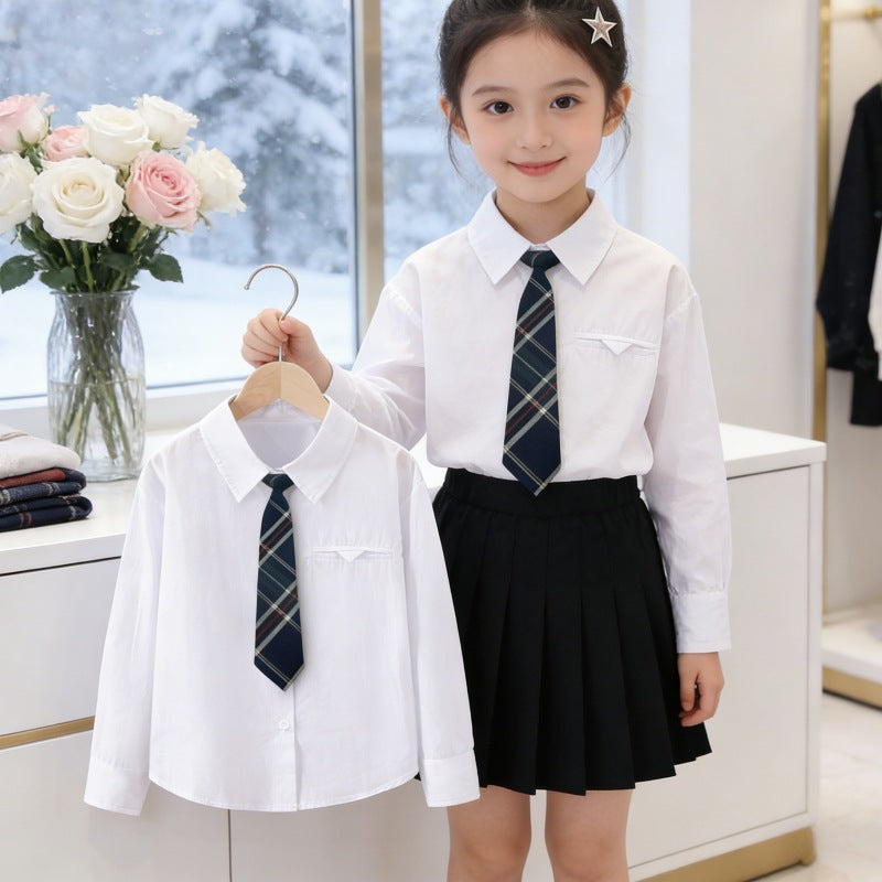 Mädchen elegante Bluse mit klassischem Kragen EB