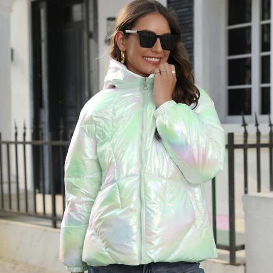 Damen Hochglänzende Steppjacke EB