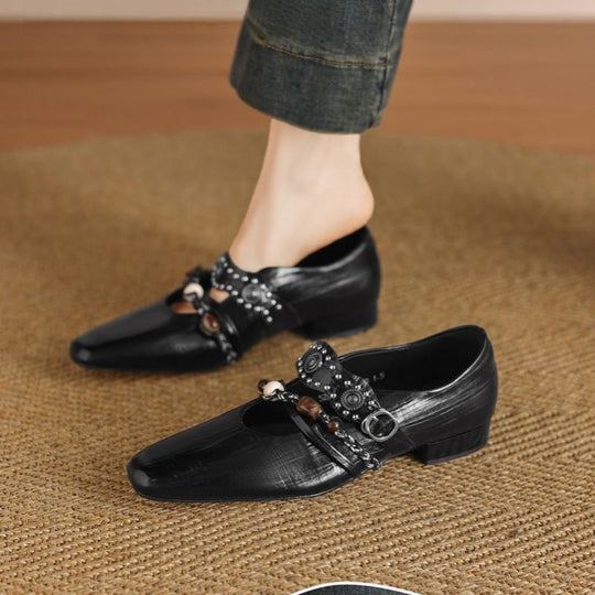 Damen elegante Slipper mit dekorativem Riemchendesign EB