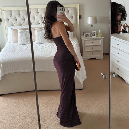 Damen Figurbetontes Abendkleid mit tiefem Ausschnitt und eleganter Drapierung EB