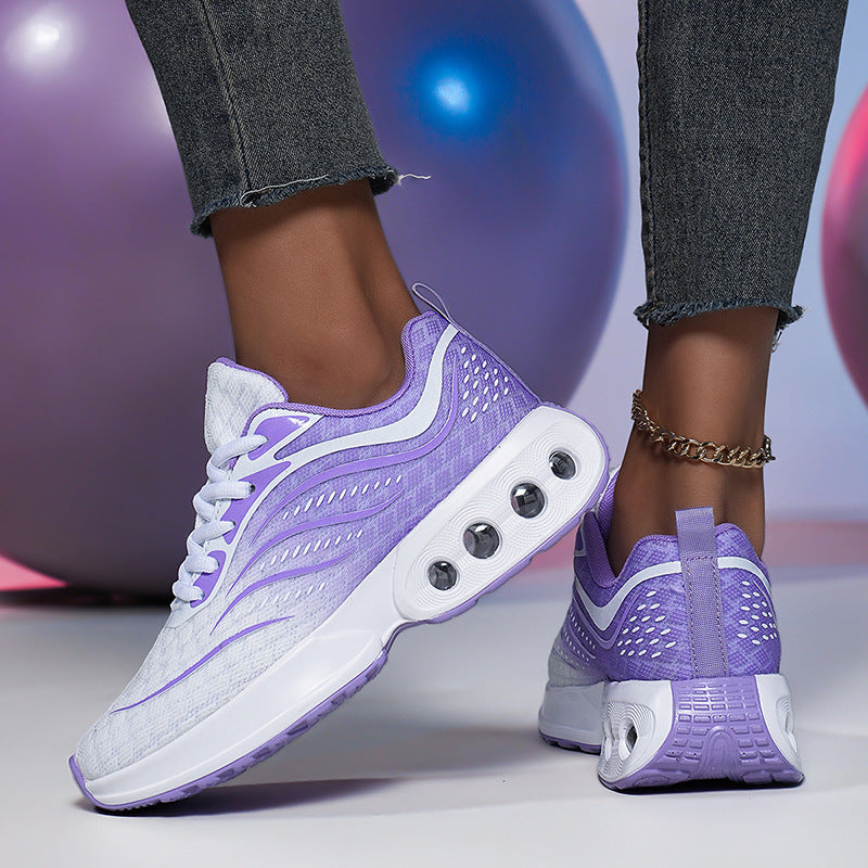 Damen nan sportive Strick-Laufschuhe mit belüfteter Luftkammersohle und ergonomischer Abrollsohle EB