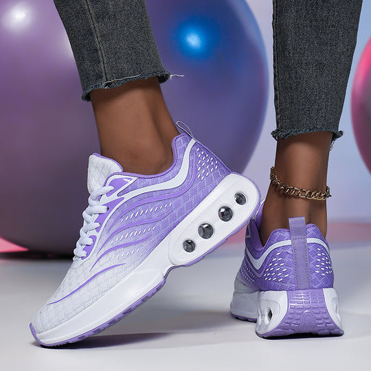 Damen nan sportive Strick-Laufschuhe mit belüfteter Luftkammersohle und ergonomischer Abrollsohle EB