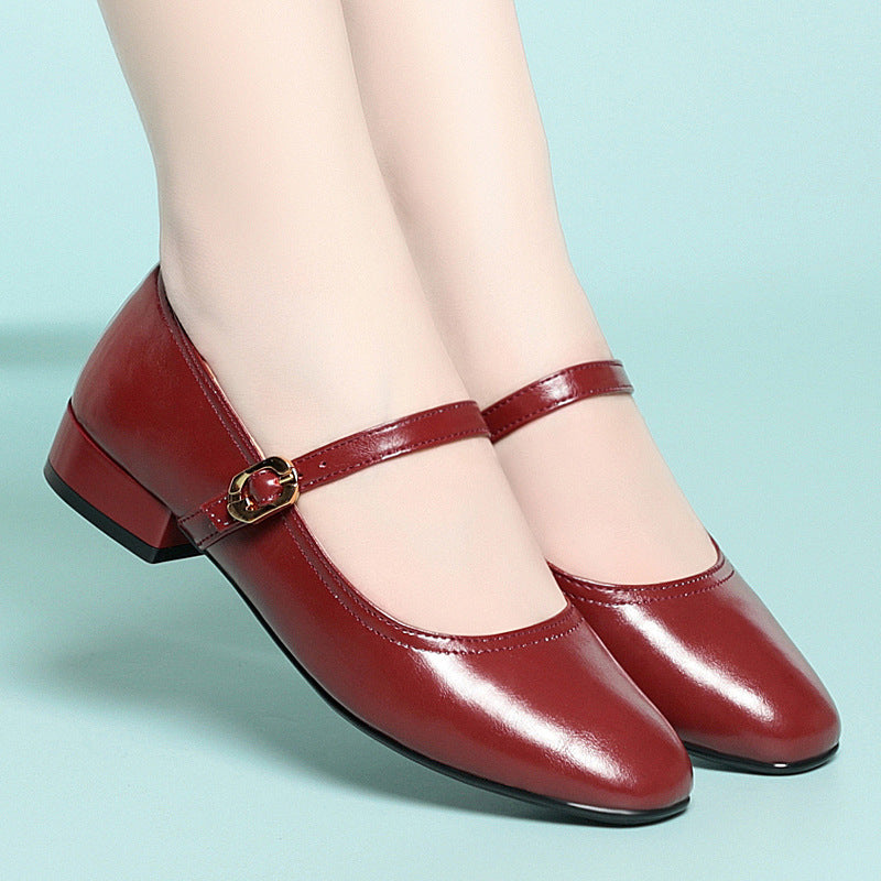 Damen Elegante Mary Jane Ballerinas mit Schmuckdetails und bequemem Absatz EB