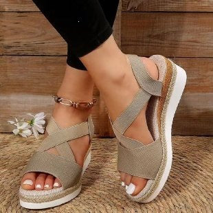 Damen Wedge-Sandalen mit geflochtenem Riemedesign EB