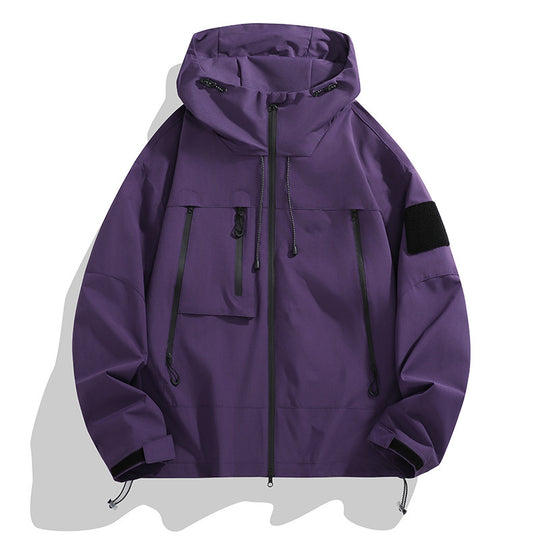 Herren technische Outdoor-Jacke mit verstellbarem Kapuzendesign und multifunktionalen Taschen EB