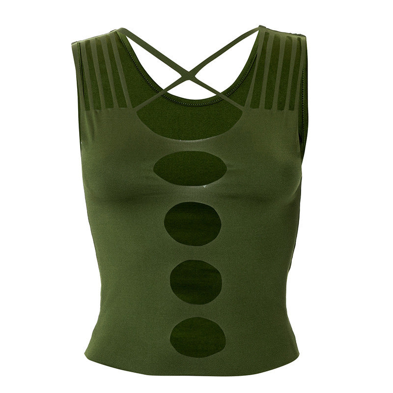 Damen Crop-Top mit kreativen Cut-Out-Details und modischen Trägern EB