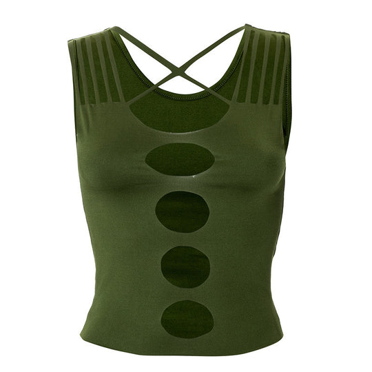 Damen Crop-Top mit kreativen Cut-Out-Details und modischen Trägern EB