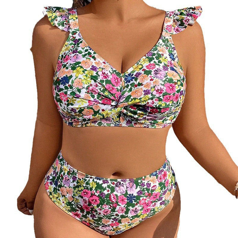 Damen Hochgeschnittener Bikini mit Rüschendetails EB