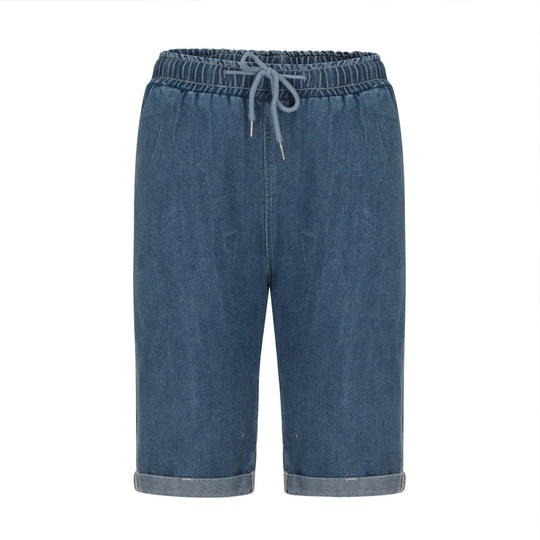 Damen Denim-Shorts mit elastischem Bund und lässigem Schnitt EB
